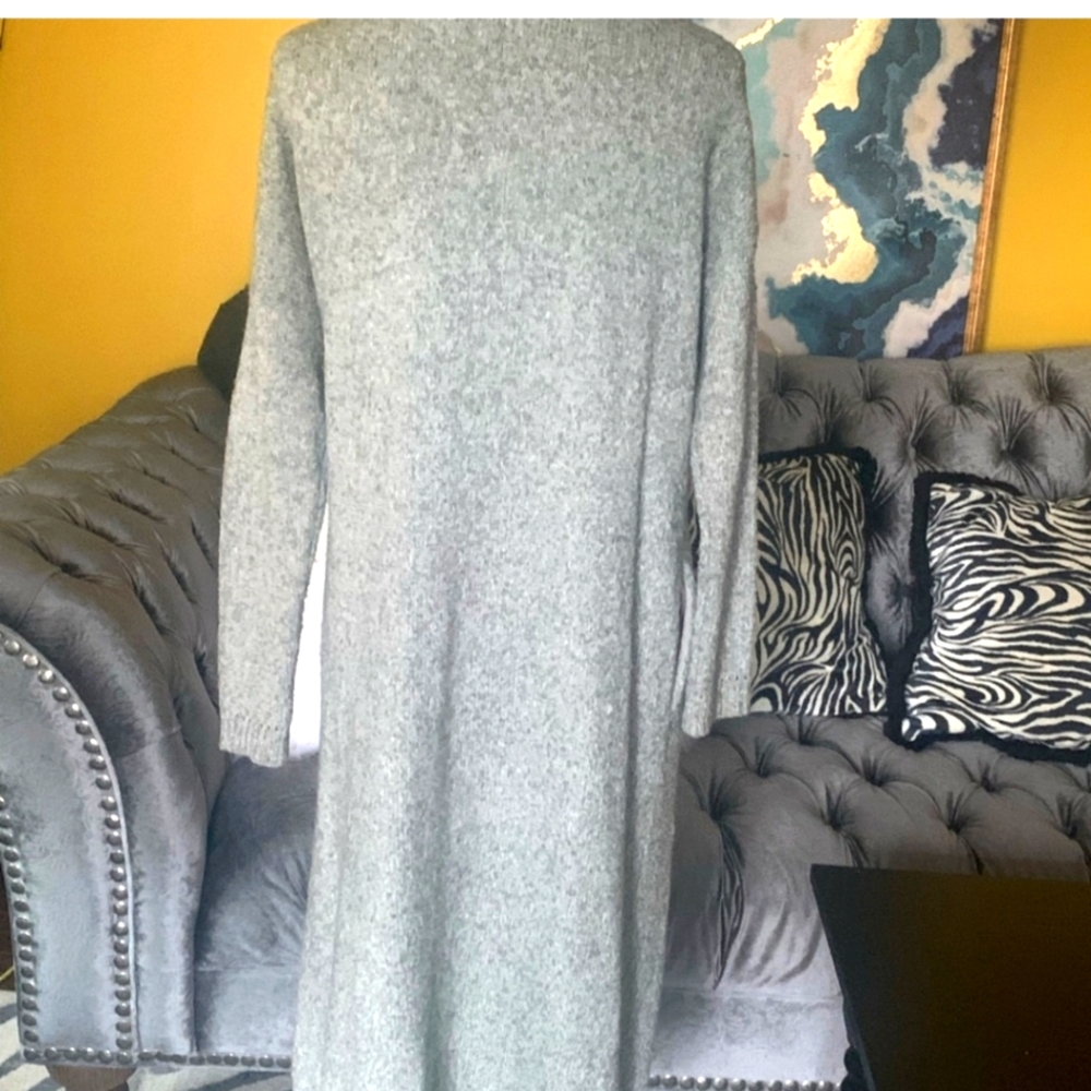 Silence + Nosie Oversized Cardigan Long  grey Duster sweater with side pockets - Picture 8 of 8